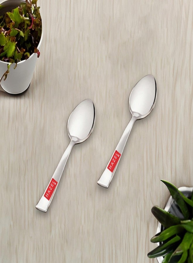 HAZEL Stainless Steel Small Spoons Set of 2 | Mini Spoon for Kids, Masala Jar, Spice Containers | 13.5 cm Baby Serving Spoon for Kitchen - Image 2